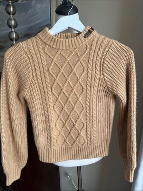 Janie and Jack Camel Cable-Knit buckle accent sweater size 8